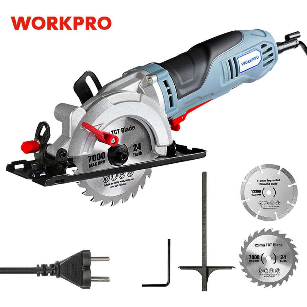 750W WORKPRO Electric Mini Circular Saw Multifunctional Electric Saw With TCT Blade and Diamond Blade Sawing Machine Power Tools