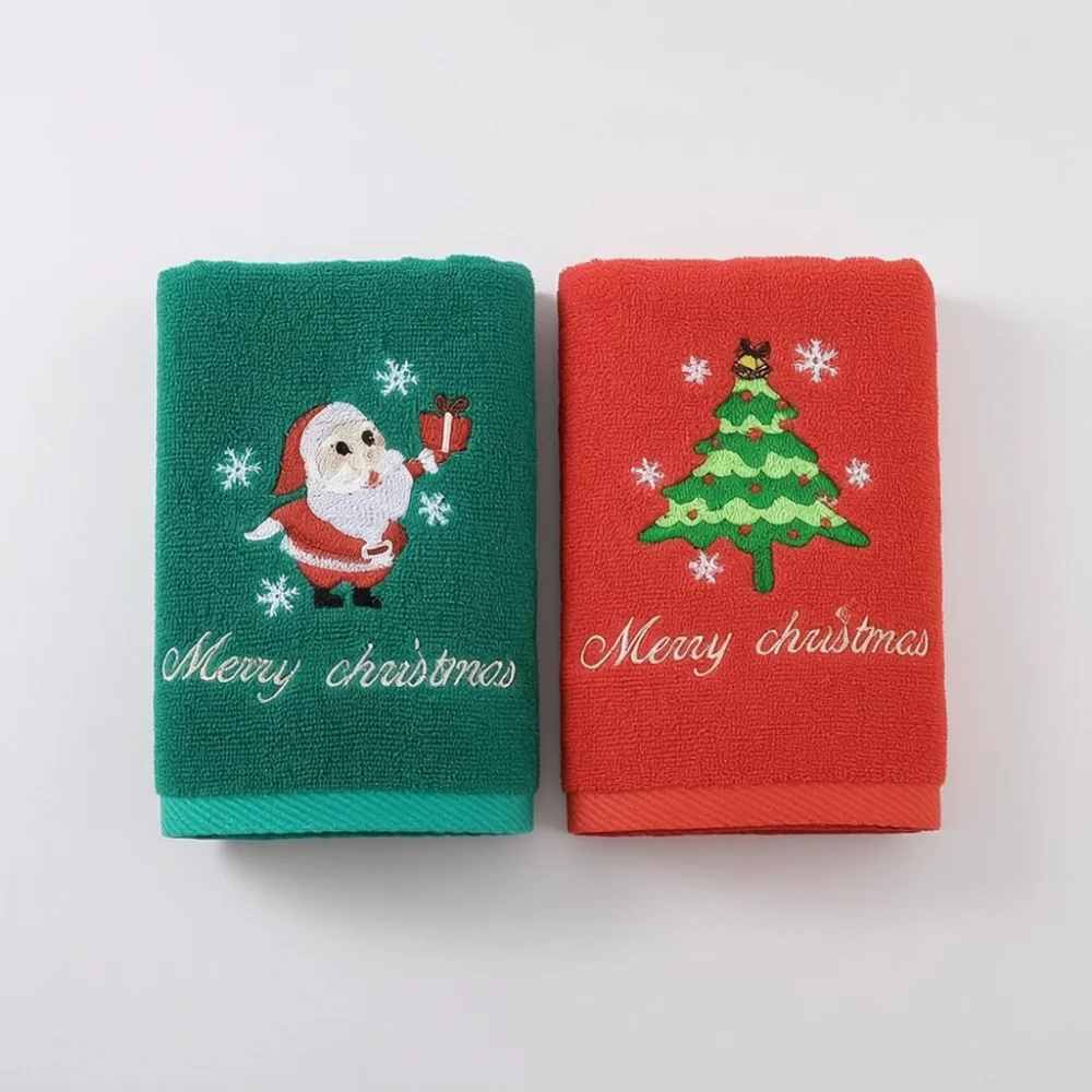 

Face Towel Christmas Santa Claus Red Bathroom Decor Washcloth for Home New Year Man Woman Holiday