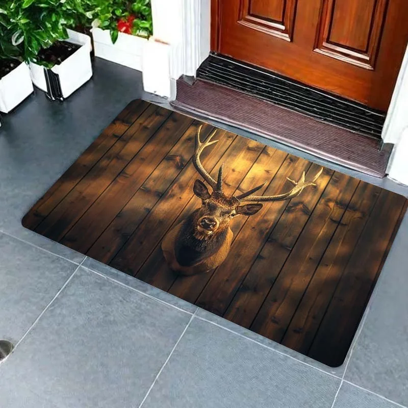 

1PC Rindeer Pattern Kitchen Rugs Non-Slip Home Door Mats Pop design Bathroom Rugs Bath Mat Carpet for Home Sink Laundry Decor