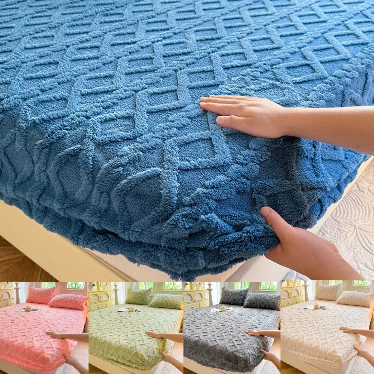 

Coral Velvet Bedsheet Bedspread Milk Velvet Mattress Protective Cover Winter Plush Insulation Bedspread Single Queen King Size