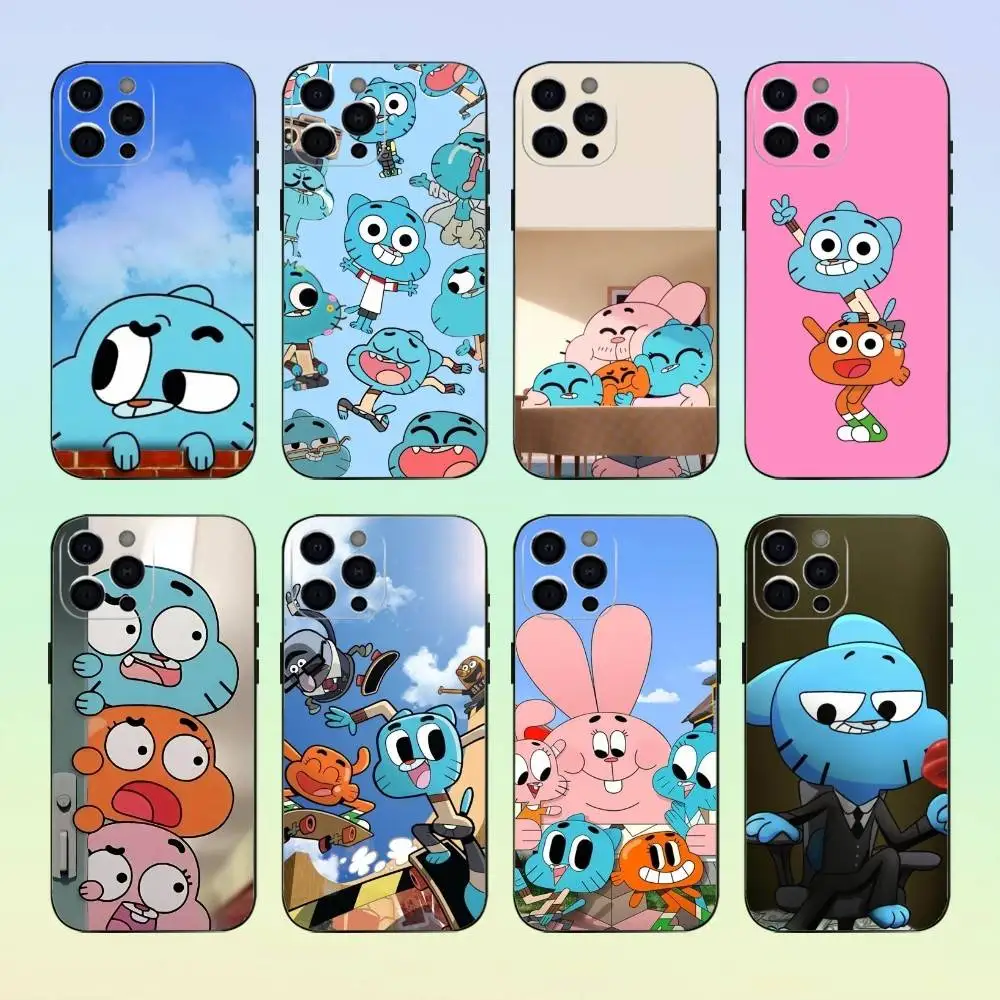 

Amazing W-World G-Gumball Phone Case For iPhone 17,16,15,14,13,12,11 ,Soft Silicone Black Cover