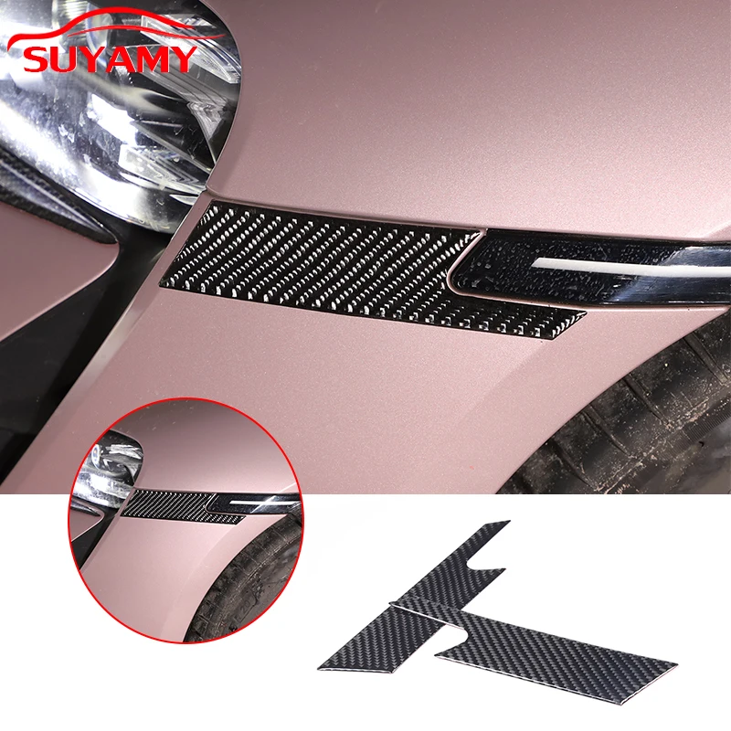 

Soft Carbon Fiber Car Front Steering Lamp Side Panel Trim Stickers For Porsche Taycan 2019-2022 Car Accessories