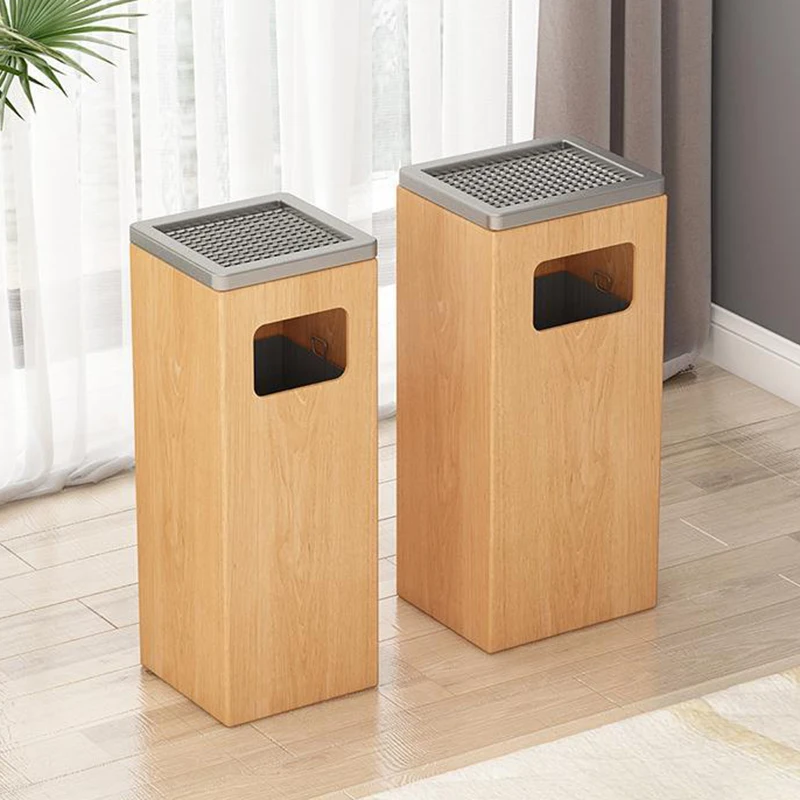 Large Rectangular Dustbin Living Room Wood Waste Bins Round Bucket Wastebasket Separate Litter Bins Home Cleaning Utilities