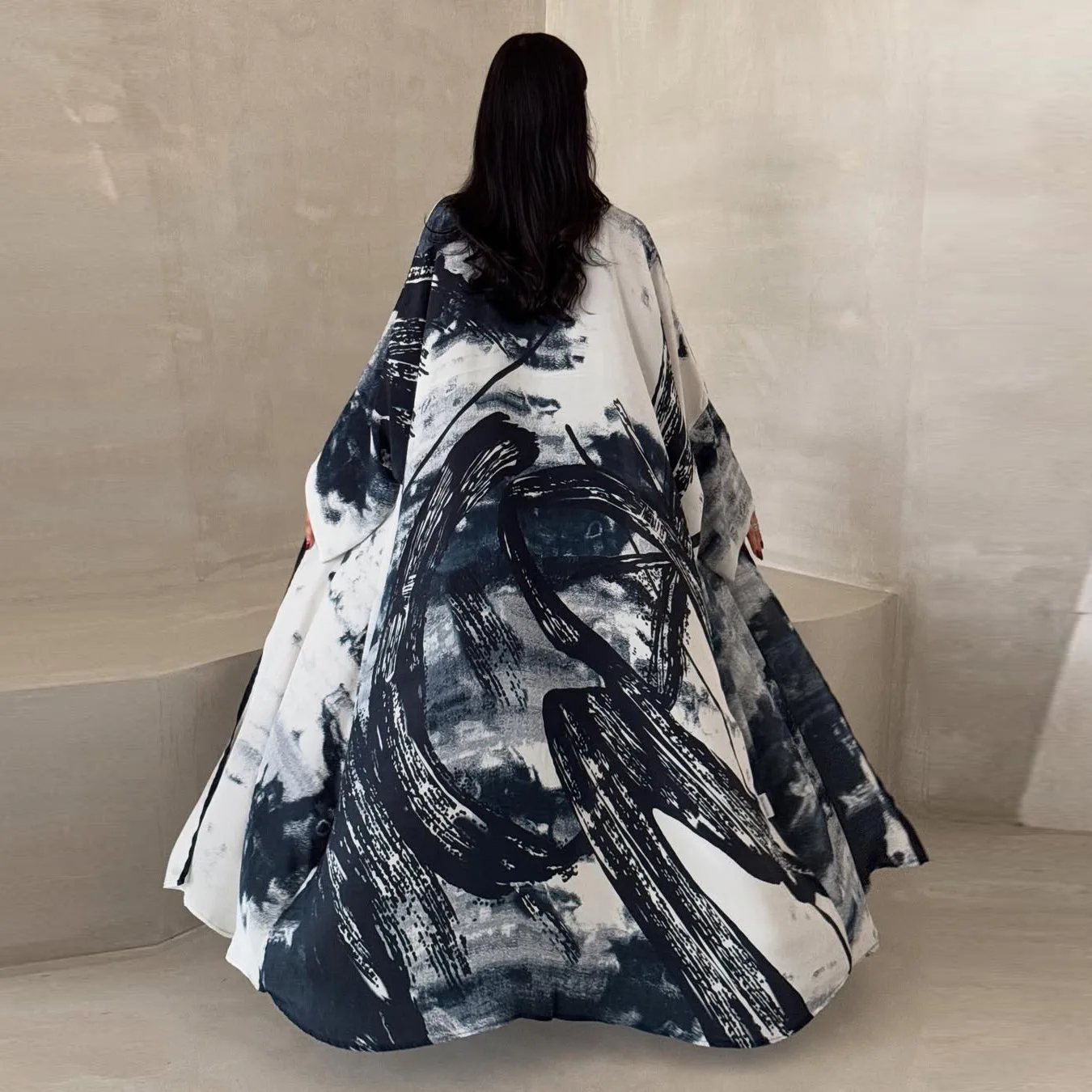 UNI Donna Stampa Abaya Sciarpa Abito Cadigan Abaya Dubai Eid Festa musulmana Jalabiya Ramadan Marocco Caftano Abiti Largo Abito arabo