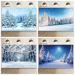 Winter Forest Landscape Background Snowflake Mountain Christmas Natural Scenery Indoor Decor Kids Portrait Photography Backdrop