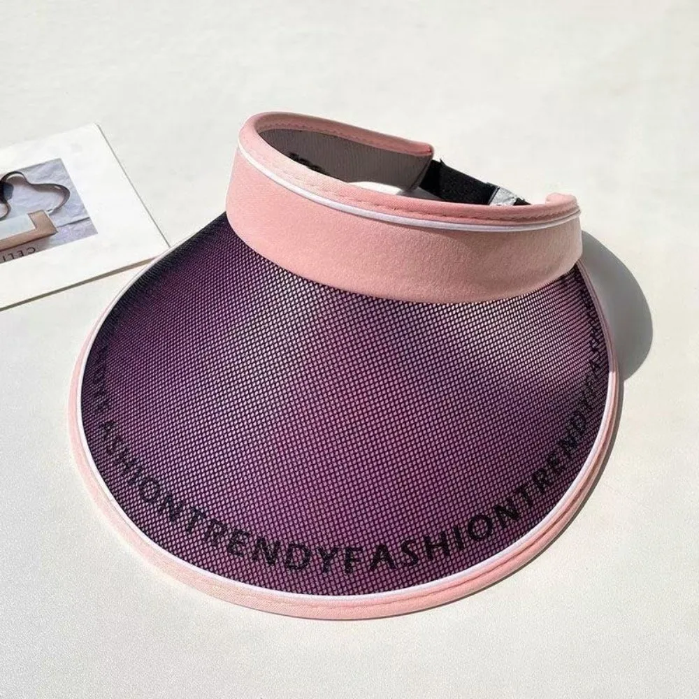 UV Protection Empty Top Visor Large Brim Korean Style Women's Sun Visor Hats Lightweight Breathable Sun Protection Cap