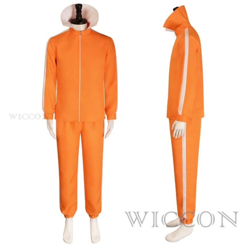 Movie Vector Cosplay Costume Orange Jakect Pant Glasses outfit Set parrucca a forma di fungo Halloween Fancy Suit Party Suit