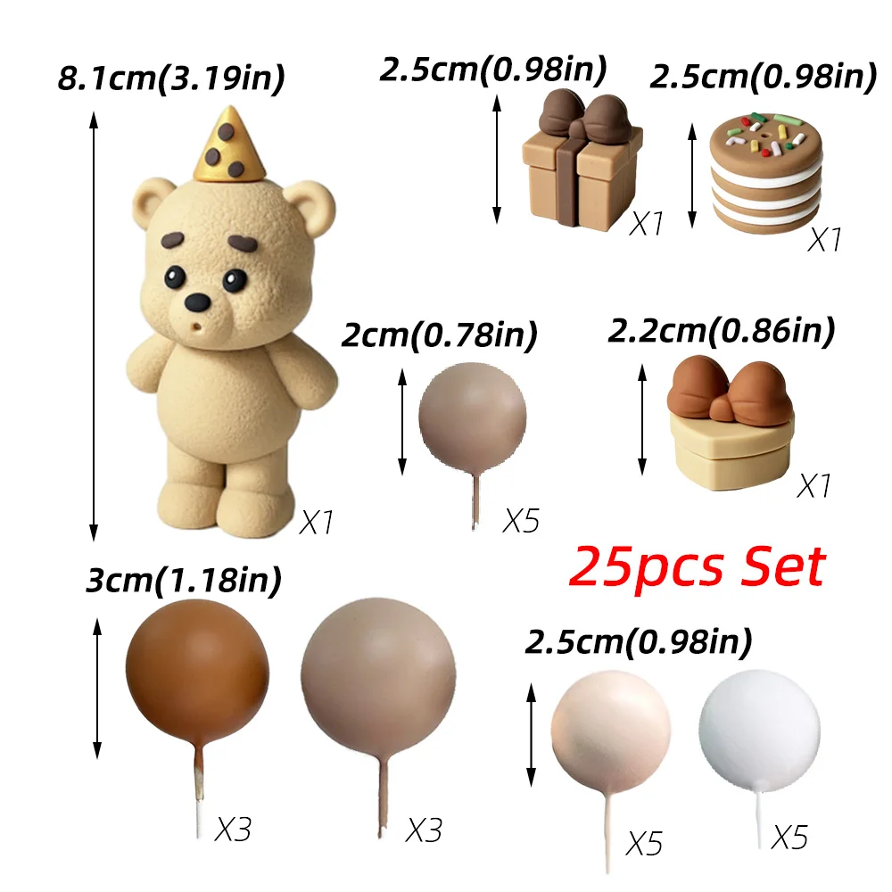 Bären-Kuchenaufsatz-Set mit Mini-Kugeln, Boxen und Kuchen – 1. Geburtstag, Babyparty-Dekoration für Kinder, Partyzubehör mit Teddy-Thema – Detail 3