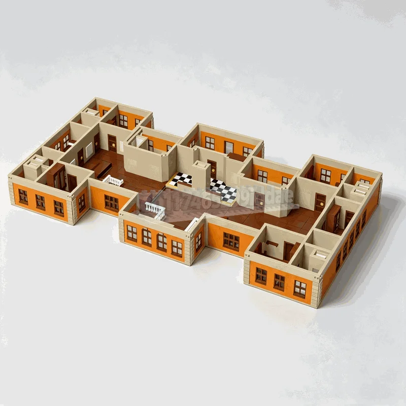 7174PCS MOC Grand Academy Mansion First Floor Modular Model Custom Puzzle DIY Creative Building Bricks Assembly Toy Display Gift