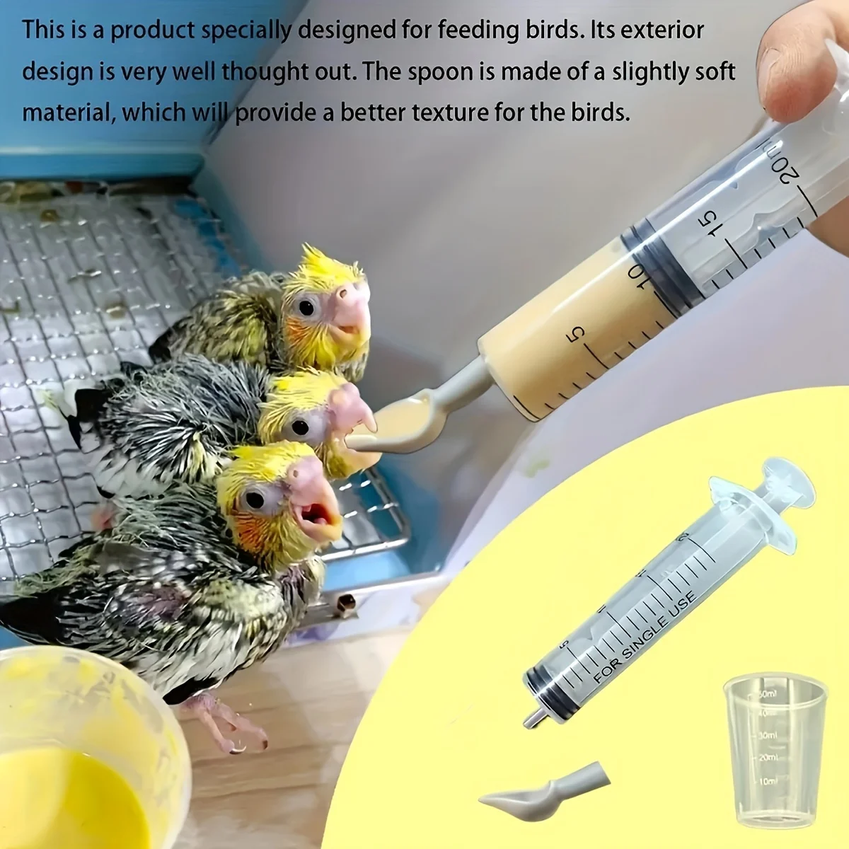 4pcs-Parrot and bird feeding syringe set, with soft spoon, precision manual feeding tool, durable and easy to use