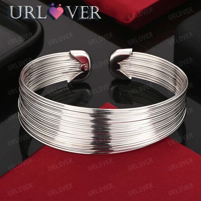 

925 Sterling Silver Bangle Luxury Jewelry Women Elegant Engagement Gift Fashion Charm Jewelry Birthday Party Fine Accessories