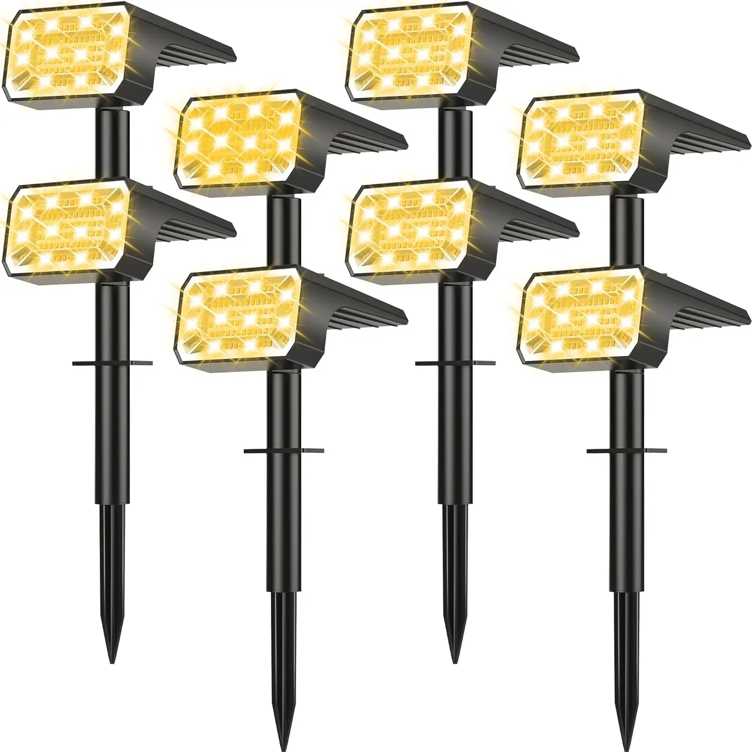 Rock Lights ABS Plastic 20cm Solar Spotlight 7 Color Modes Year Round Yellow