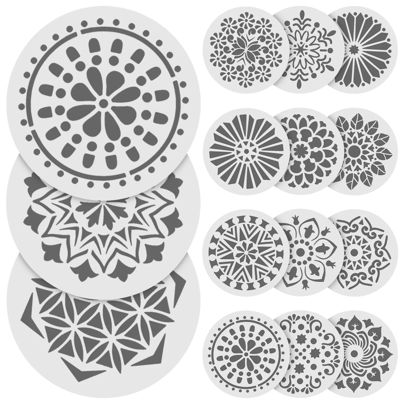 24 Pcs Flower Painting Template Flexible Stencils DIY Hollow Out Mold Small Brush for Crafts The Pet Drawing Smooth Surface