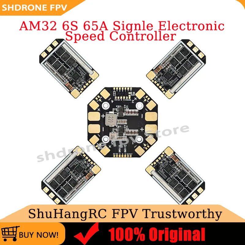 

ShuHangRC FPV AM32 6S 65A Single Electronic Speed Controller PWM Built-in 5V 3A BEC for FPV Drone Fixed-wing Boat Car Parts