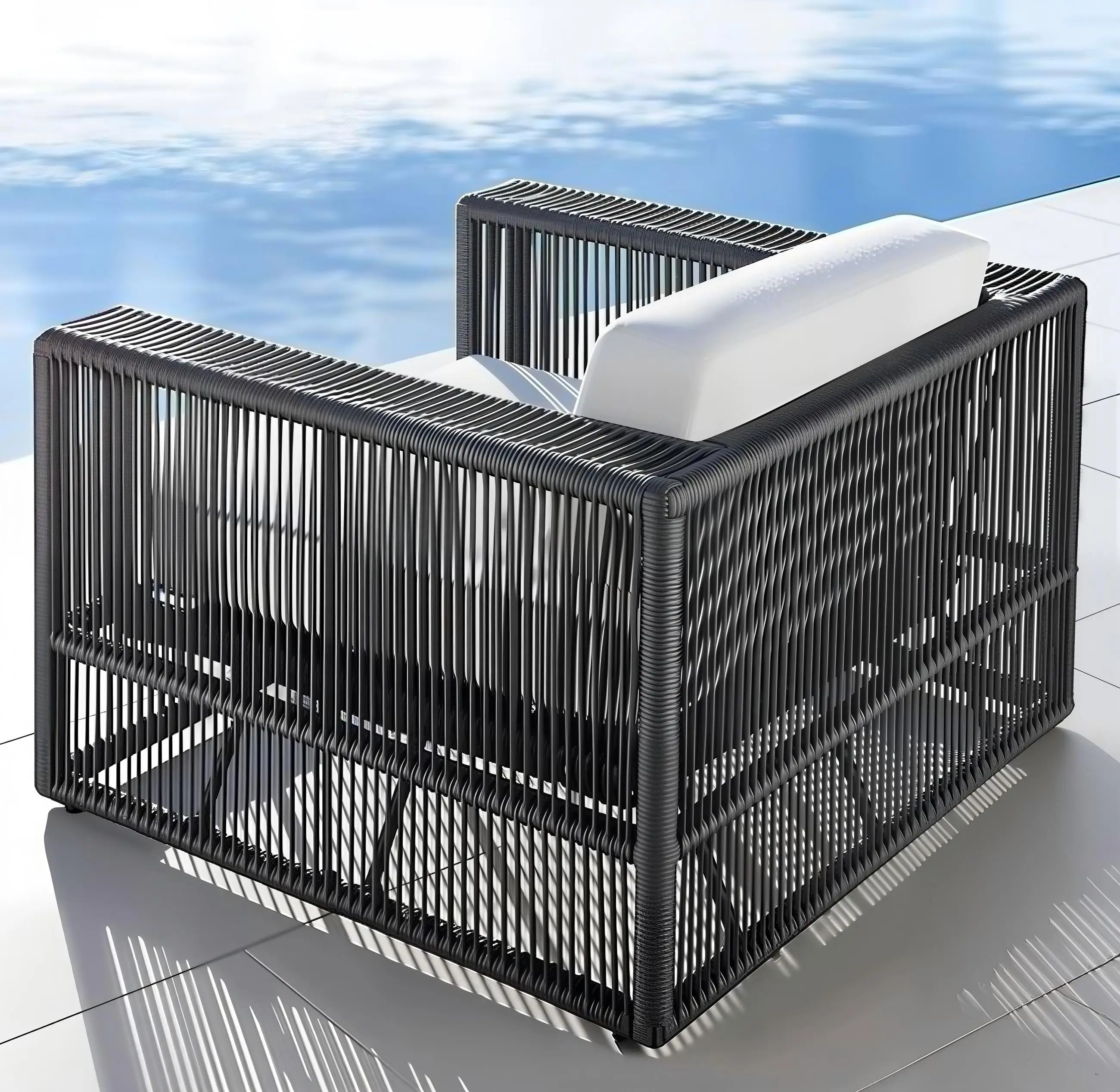 Outdoor garden furniture courtyard aluminum frame woven rope leisure sofa set waterproof outdoor leisure furniture