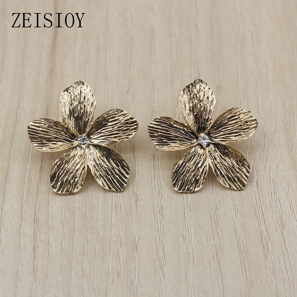 Flower Retro Simple Sticky Diamond Gold Alloy Women's Earrings