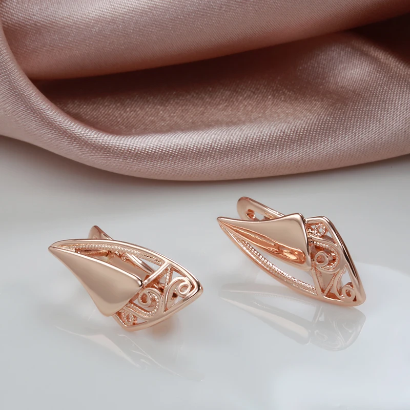 SYOUJYO 2022 New Luxury Vintage Geometric Earrings With 585 Rose Gold Color Women\'s Daily Party Wedding Trendy Exquisite Jewelry