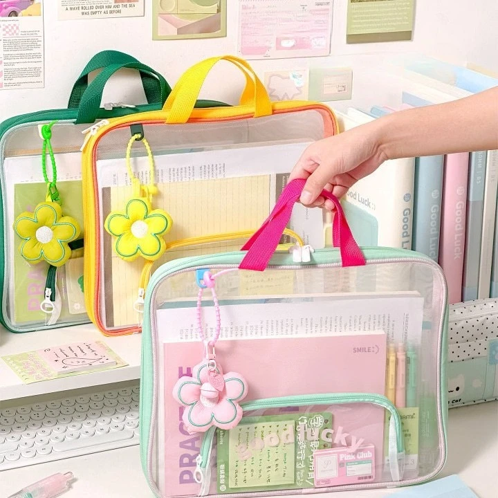 Horizontal Subject Classification Bag, Student Hand-Held Multi-Layer Test Paper Bag, Zipper Style Tutoring File Storage Bag
