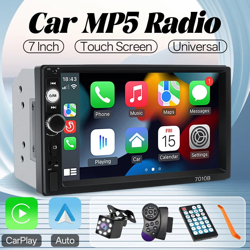 

HIPPCRON 2din автомобильный радиоприемник Carplay Android Auto 7 "HD сенсорный экран стерео мультимедийный MP5-плеер универсальная камера с поддержкой Mirrorlink