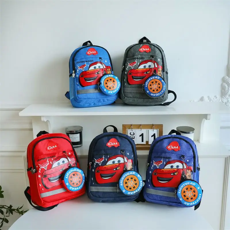 

Cars Lightning McQueen Cartoon Animation Peripheral Cute Print Zipper Anti-Strangle Backpack Handsome Kindergarten Backpack Gift