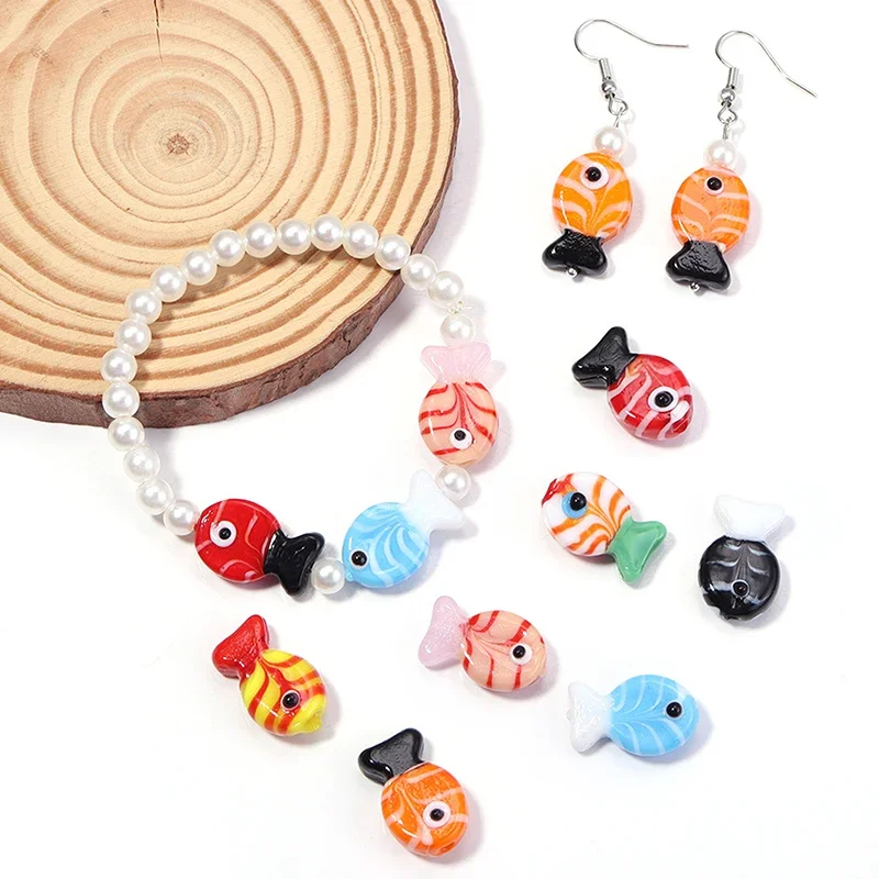 1 قطعة 13X20mm الأسماك على شكل الخرز الزجاج فاصل فضفاض حبة لصنع المجوهرات النتائج سوار ذاتي الصنع إكسسوارات عقد