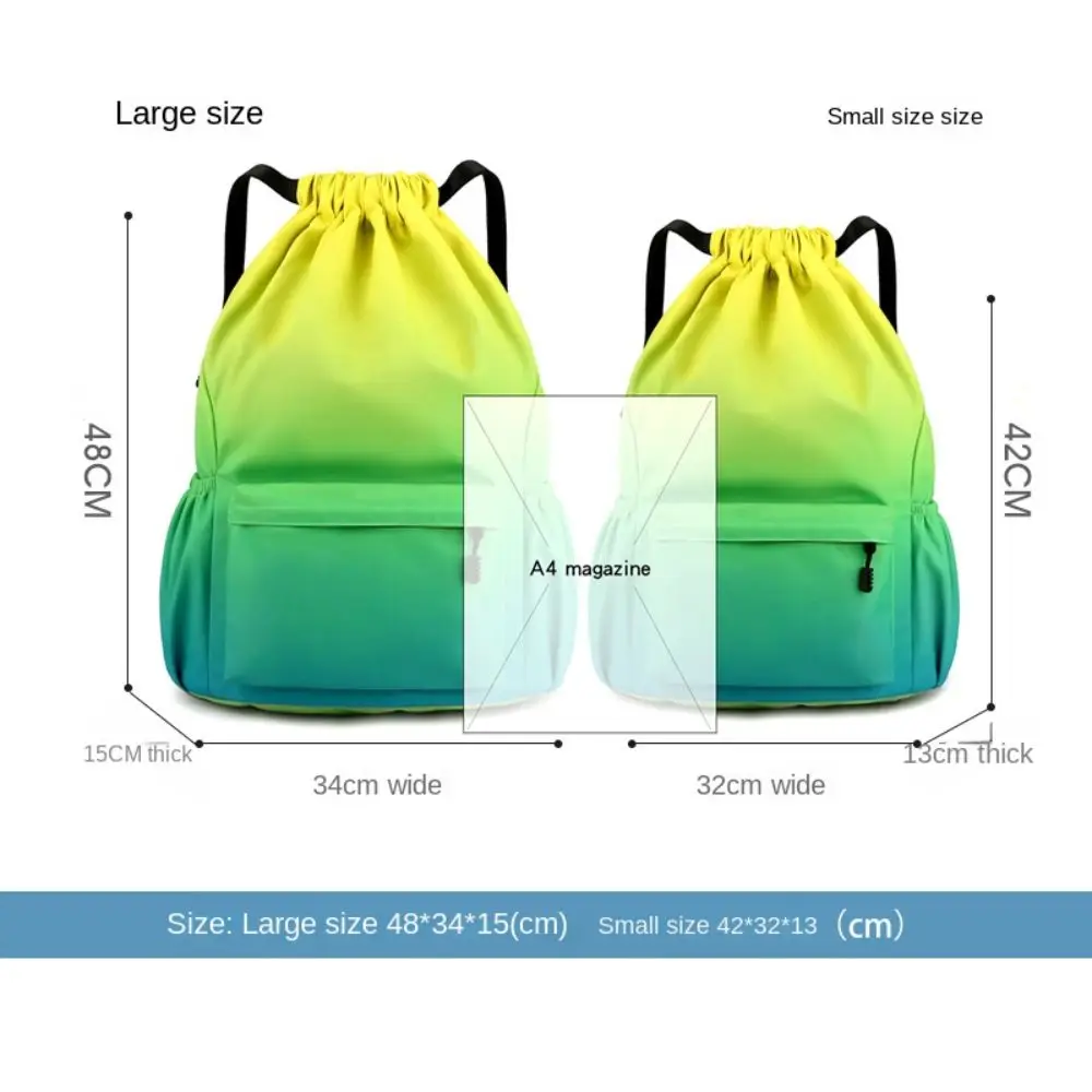 Nylon Portable Sports Backpack Portable Leisure Style Gradient Color Waterproof Bag Drawstring Waterproof