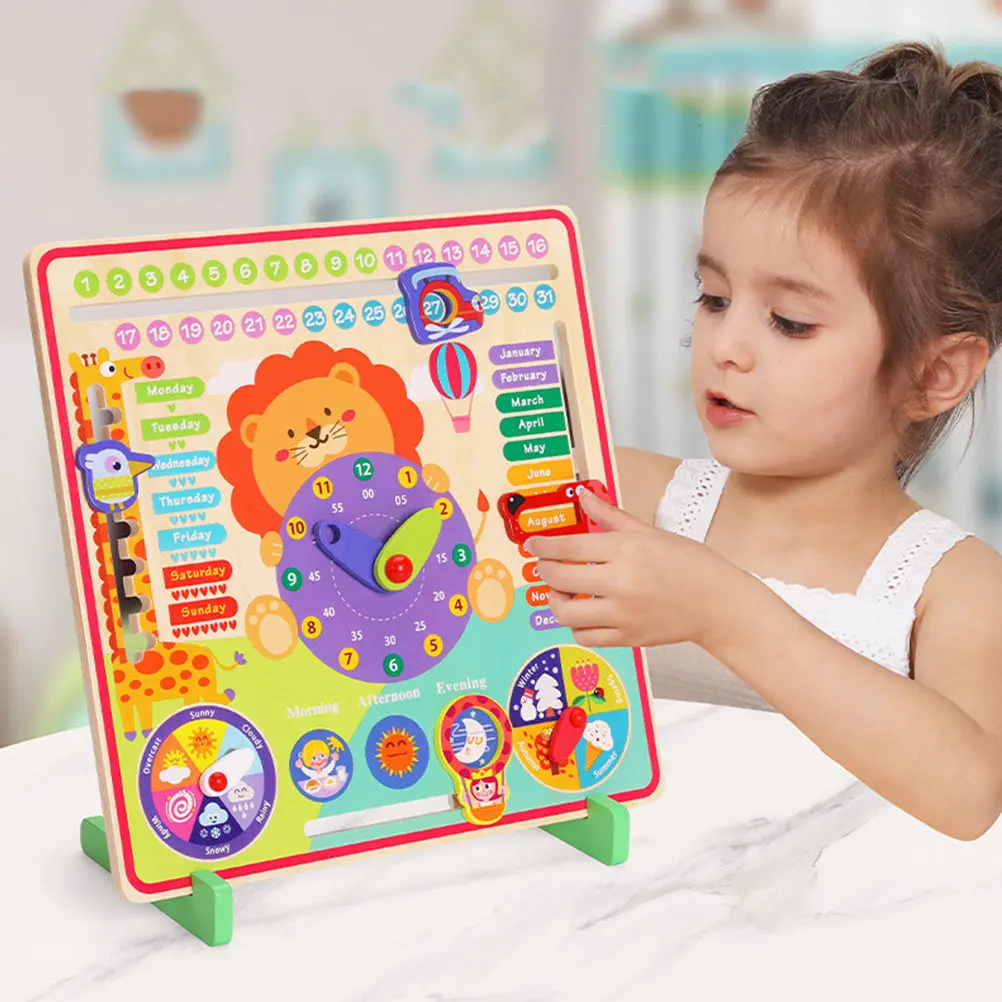 

1Set Children Early Education Clock Multifunctional Wooden Clock Multicolor Learning Plaything Cognitive Educational Gift