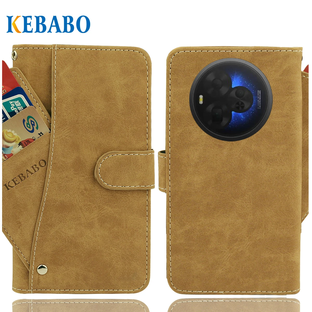 

Винтажный кожаный кошелек TCL NxtPaper 60 Ultra, чехол 7,2 дюйма, роскошные слоты для карт, нескользящий чехол, защитные чехлы для телефонов, сумки