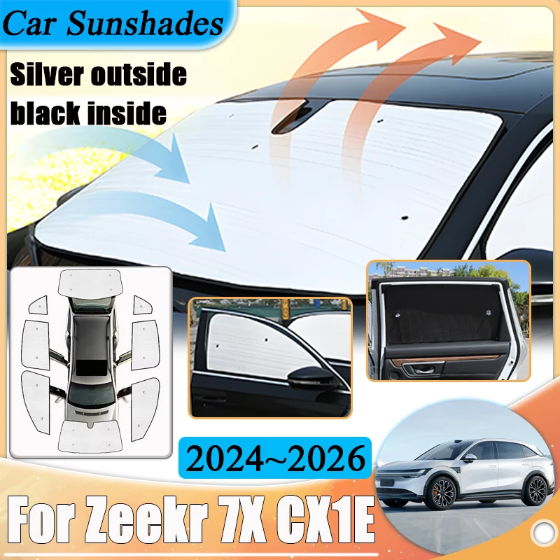 

Для Zeekr 7X CX1E 2024 2025 2026 автомобильное покрытие солнцезащитные козырьки защита от солнца УФ-излучения серебристо-черный чехол для лобового стекла аксессуары
