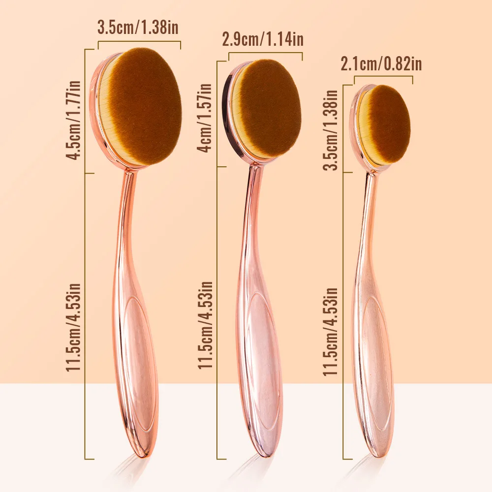 1Pc 楕円形メイクブラシポータブル歯ブラシ楕円形ナイロン毛化粧品メイクブラッシュフェイスファンデーションブレンドブラシメイクアップツール