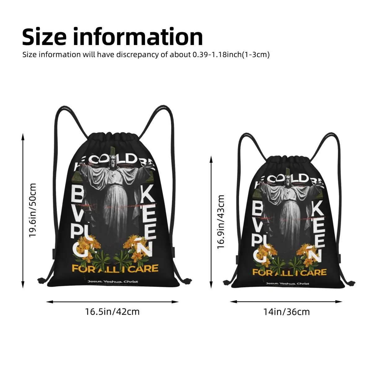 Fashion Jesus God Bag Stylish Christian Backpack Drawstring Sports Gym Bags Y2K Harajuku String Sackpack for Yoga Fitness Travel