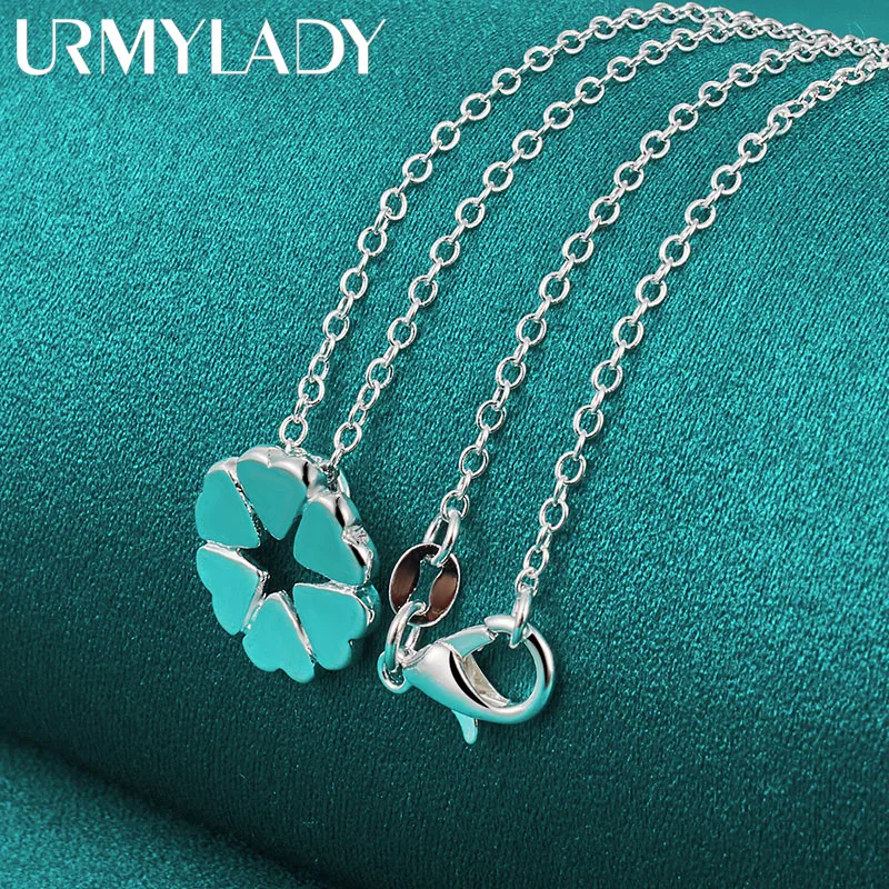 

URMYLADY 925 Sterling Silver Ruond Heart 16-30 Inch Pendant Necklace For Women Wedding Engagement Fashion Jewelry