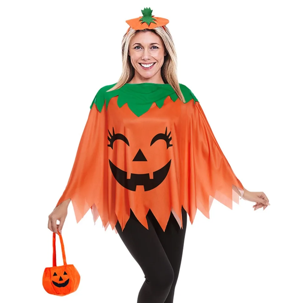 Abbigliamento Prop Mantello cosplay di Halloween Interazione divertente Spider Net Fantasma Mantello con cappuccio Mantello cosplay di zucca allentato