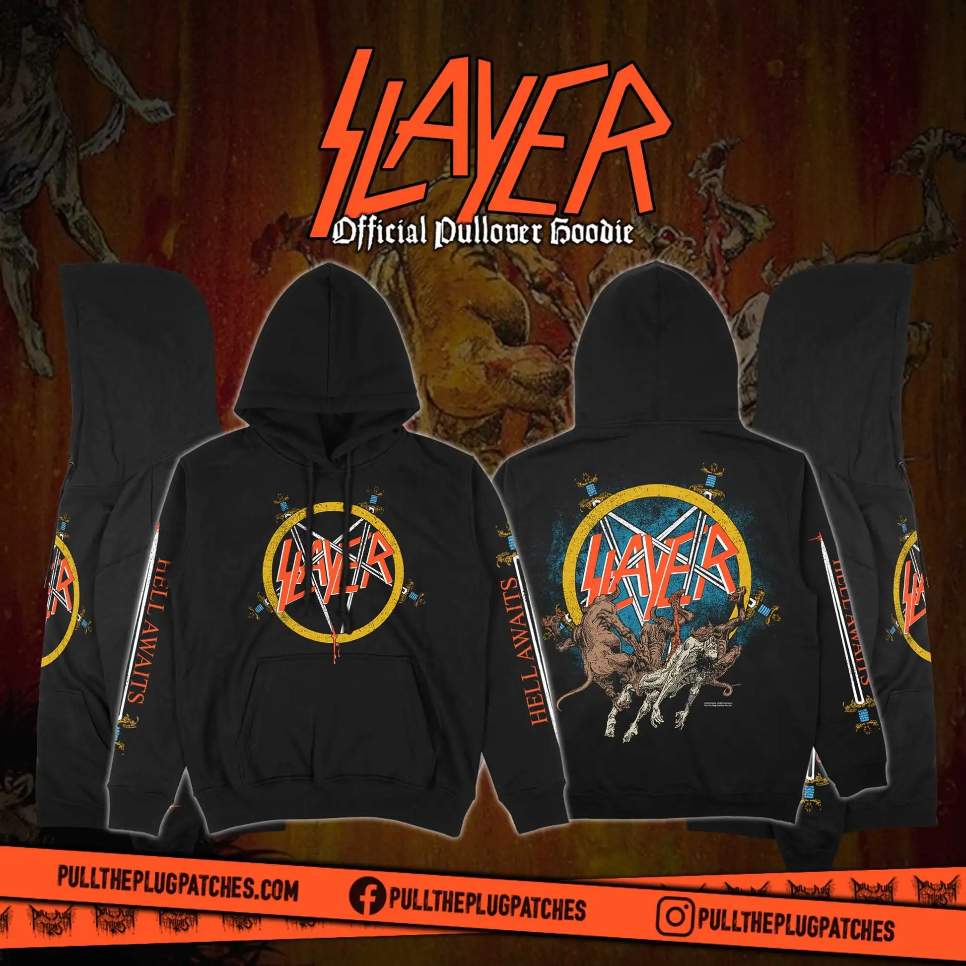 

Толстовка-пуловер Slayer с надписью «Hell Awaits & Show No Mercy», мужские и женские оверсайз худи, свитшоты с символикой хэви-метал группы, одежда для мужчин и женщин