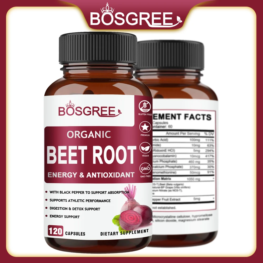 Beetroot Capsules-Beetroot Supplements With Vitamin C,B12 &B3-Supporting Blood Circulation,Exercise Ability,Digestion&Immunity