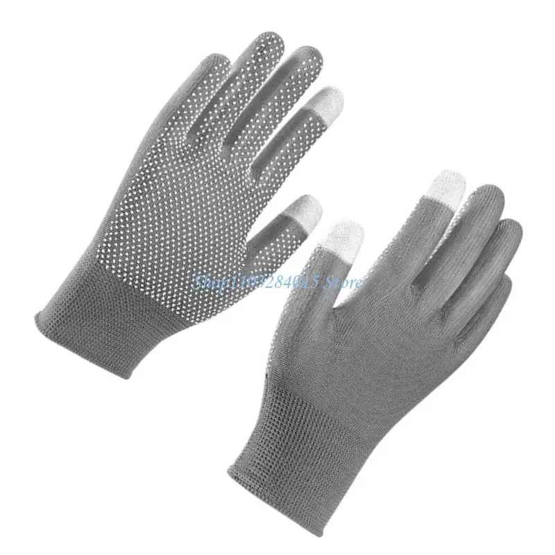 R6FF Touch Display Compatível Luvas Trabalho Revestimento Antiderrapante Para Manuseio Materiais 2pcs