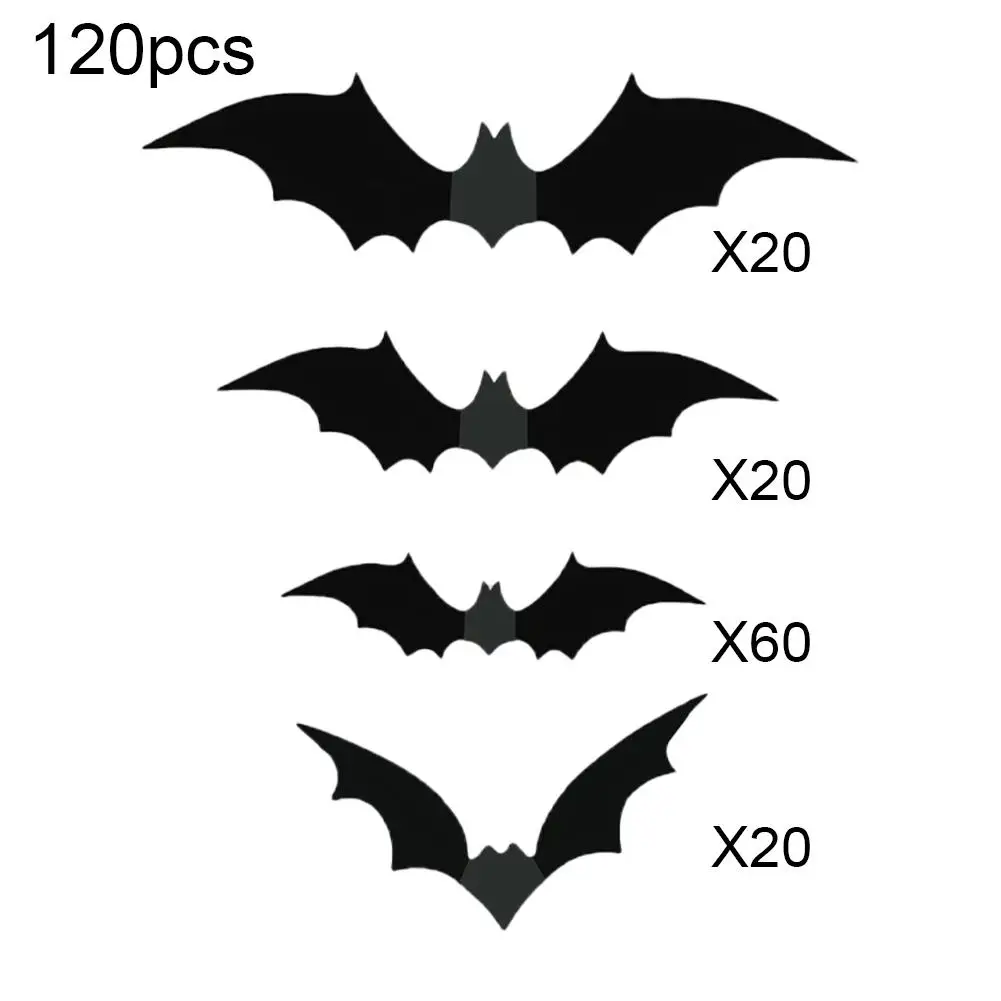 3D Bat Wall Stickers Halloween Decor Black PVC Bat Wall Decals Multi Size Removable Scary 3D Flying Bats Set for Halloween