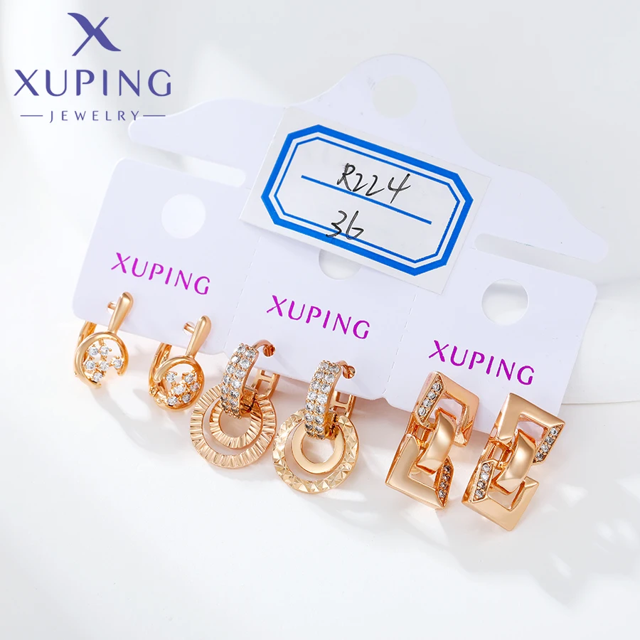 Xuping Jewelry Trendy Promotion New Copper Alloy Charm More Style Gold Plated Earring Group for Women Jewellery Gift