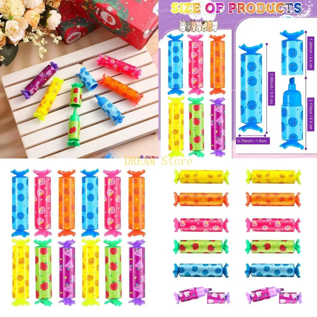 

12Pcs Cartoon Candy Highlighter Marker Pen 12 Color Highlighter Marker for Scrapbooking Notebook Journal Color Coding best sale