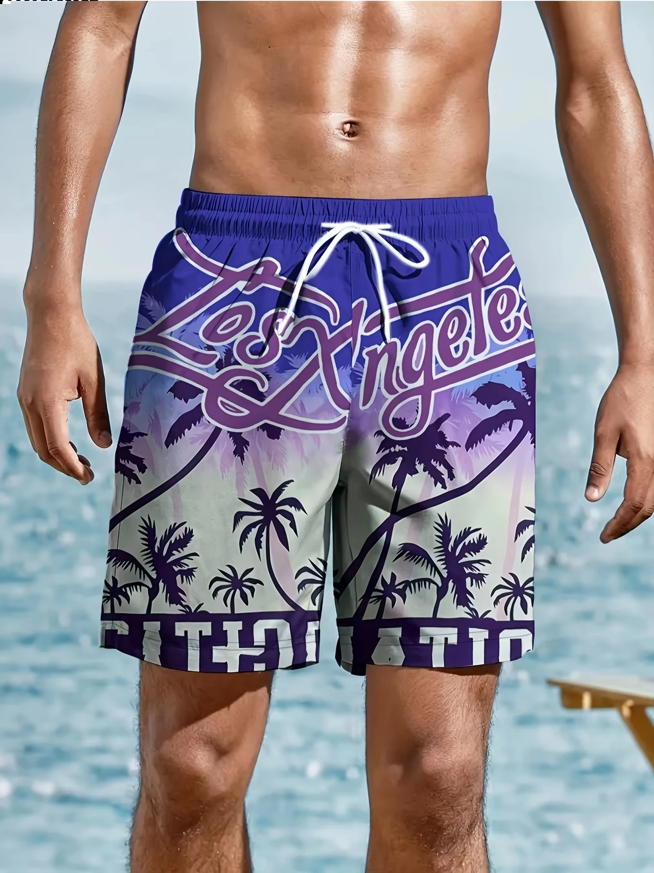 2026 Summer New Product Bestseller  Los Angeles Palm Tree Print Quick-Dry Board Shorts Y2K Oversized Casual Pants Suitable