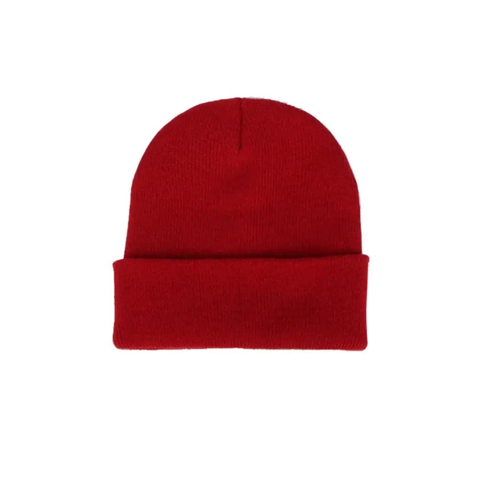 Fluorescent Cuffed Beanie Hat For Men Women Solid Color Warm Woolen Knitted Cap