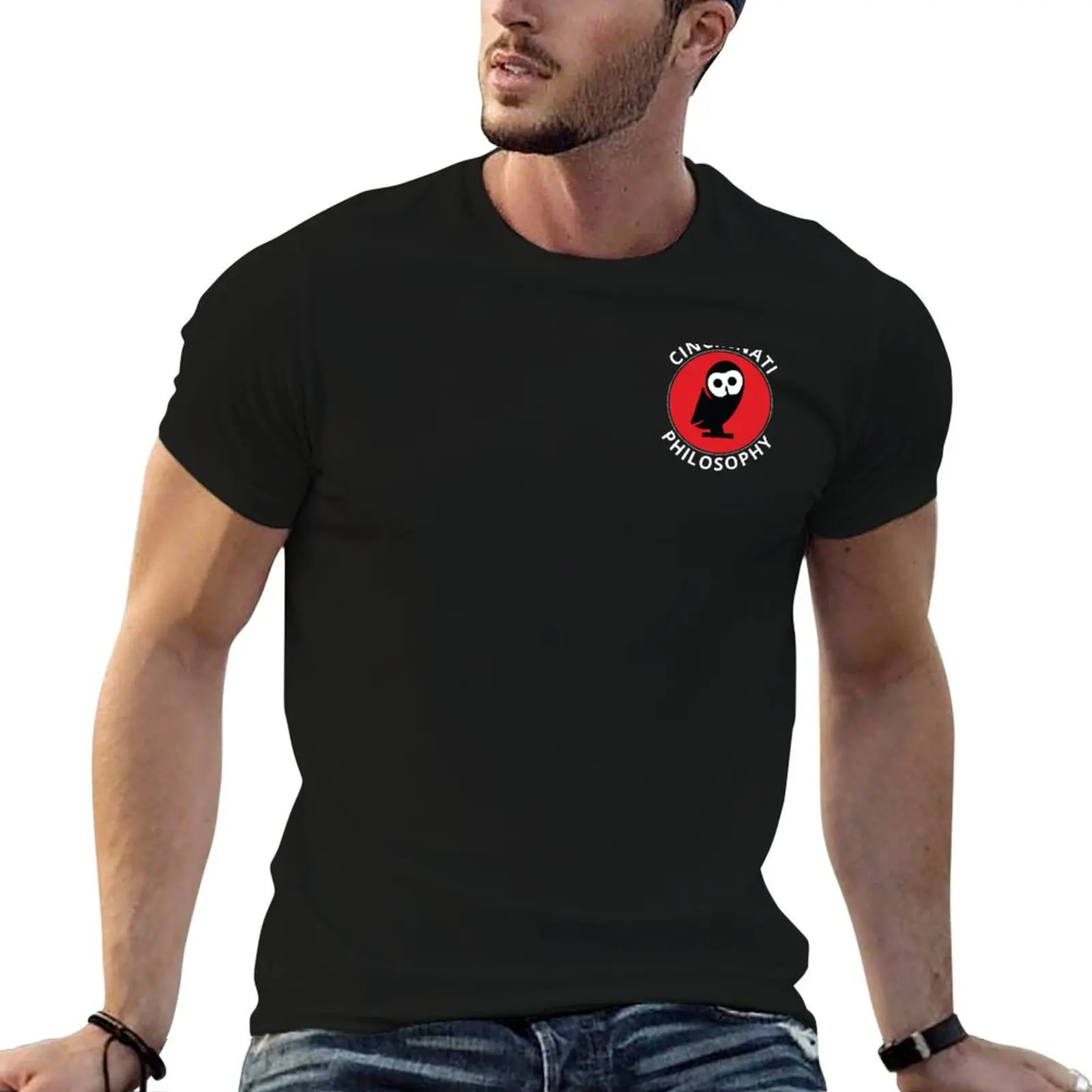 T-shirt décontracté à imprimé moderne Philosophy Owl