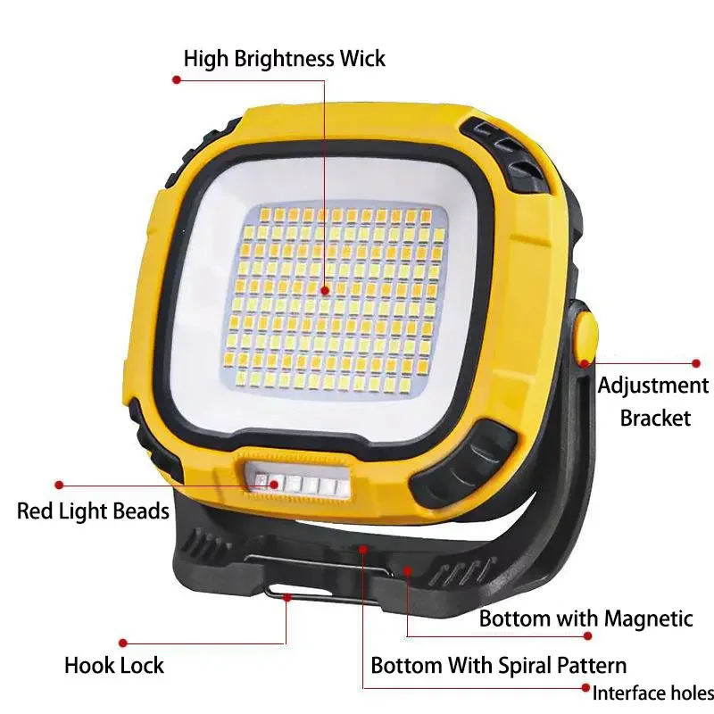 Portátil recarregável Magnetic Work Lamp, LED Spotlight, lanterna, luz forte, lanterna, ao ar livre, Camping, pesca, emergência, W892