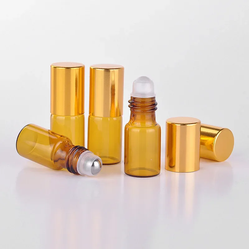 50 unids/lote 3ml Ambre Roll On Roller botella para aceites esenciales botella de Perfume recargable contenedores desodorantes