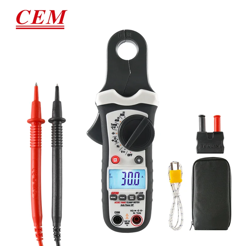 CEM High Precision Digital Clamp Meter AC/DC Voltage and Current Meter Resistance and Frequency Test DT-338