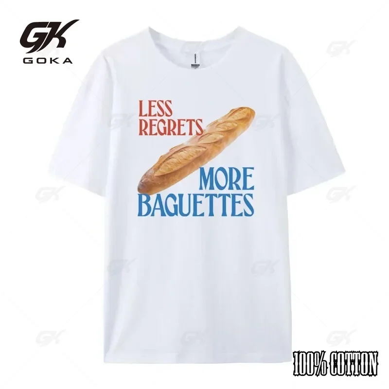 Less Regents More Baguettes Women's Fun Cotton T-shirt Cute Foodie T-shirt Casual Bread Enthusiast T-shirt Unisex Top Gift