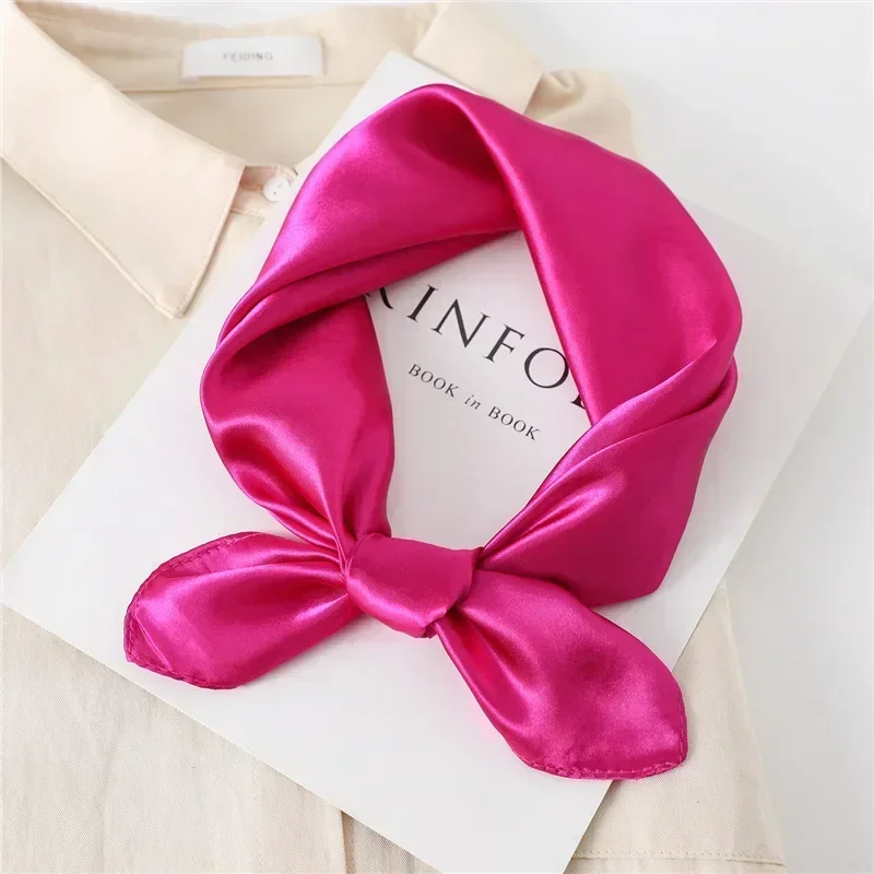 60cm Silk Satin Square Scarf Women Solid Neckercheif Shawl Hijab Female Hair Hand Wirst Foulard Bandana Head Tie Silk Scarf