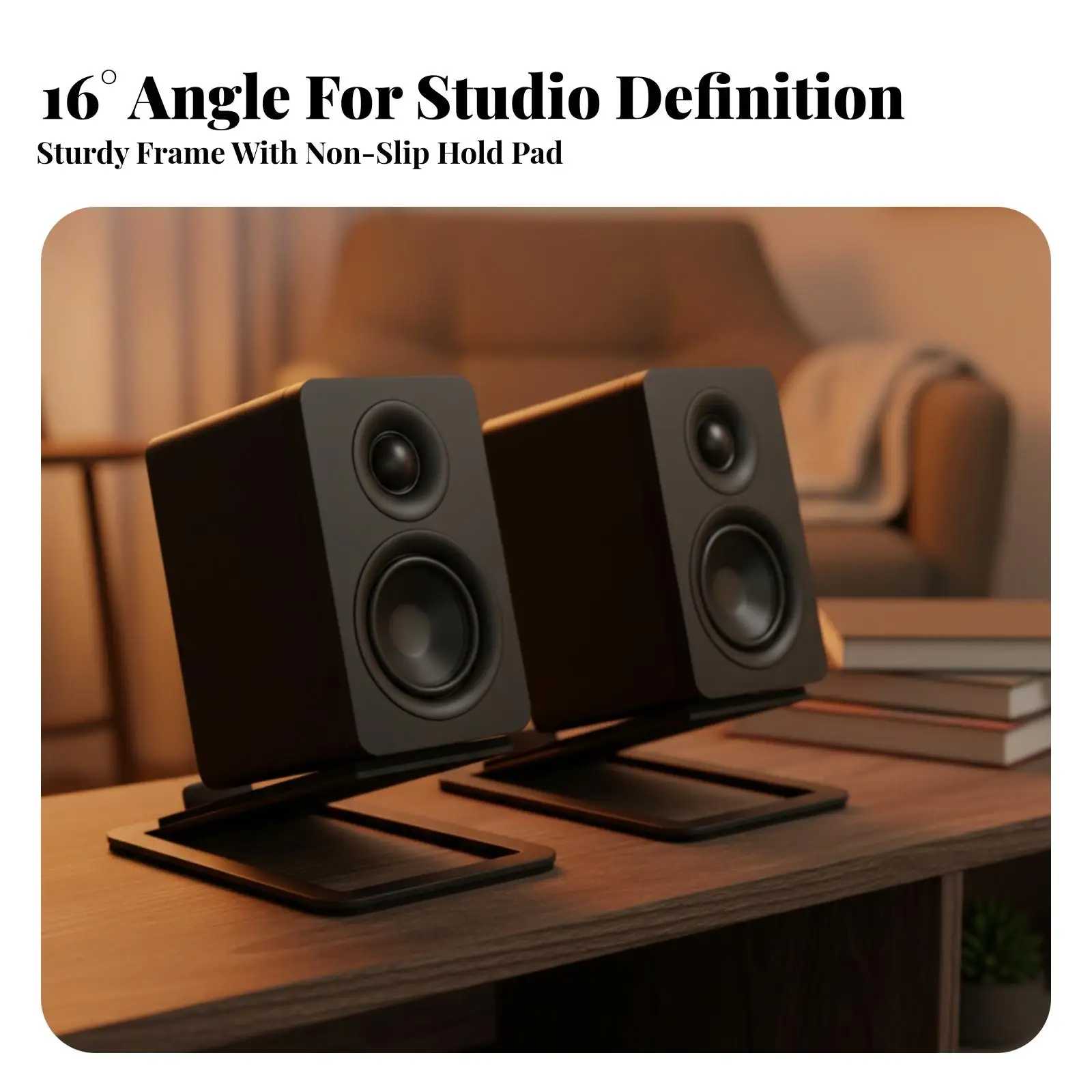 Speaker Desk Stand with Foam Top for Vibration Isolation for Computer Audio