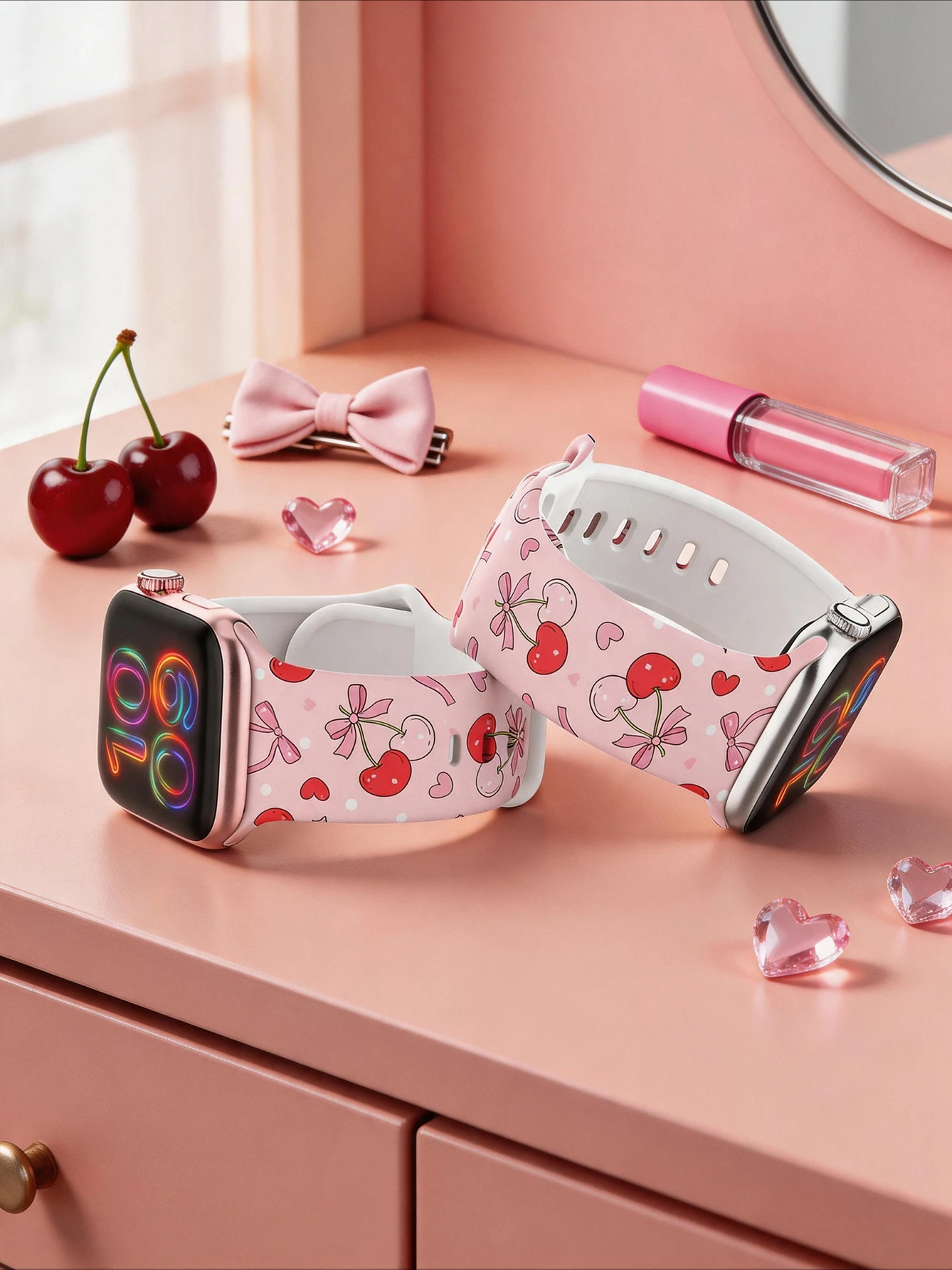 Cute watch band for Apple Watch40/41/42/44/45/46/49mm soft and stylish silicone strap for iWatch Series12 11 10 987 654 SE Ultra - view 3