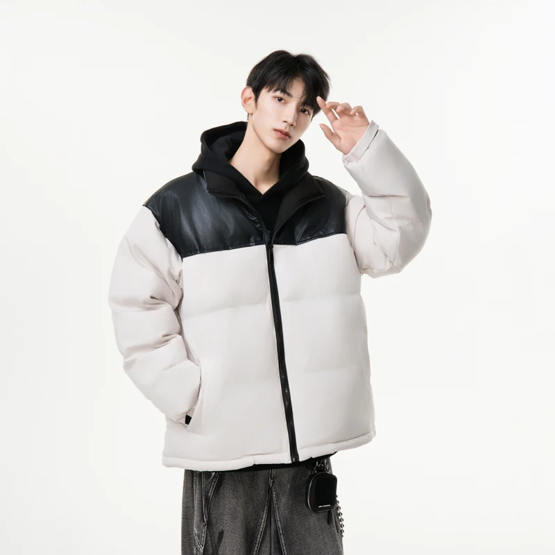 Jaket Berlapis Katun Pria Tren Pakaian Merek Fashion Pria Jaket Puffer Baru Pria Musim Gugur Musim Dingin Kerah Berdiri Parka Tahan Angin